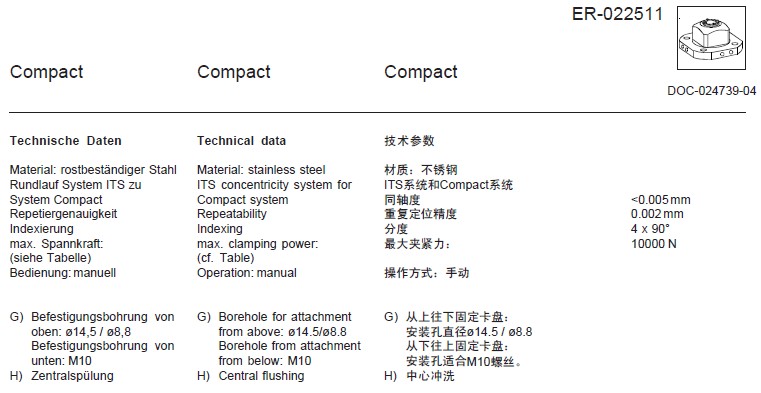 ER-022511 EROWA快速卡盤(pán)100 Combi